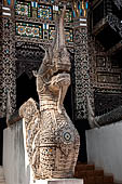 Chiang Mai - The Wat Chedi Luang, naga-makara guardians at the entrance of a secondary vihan. 